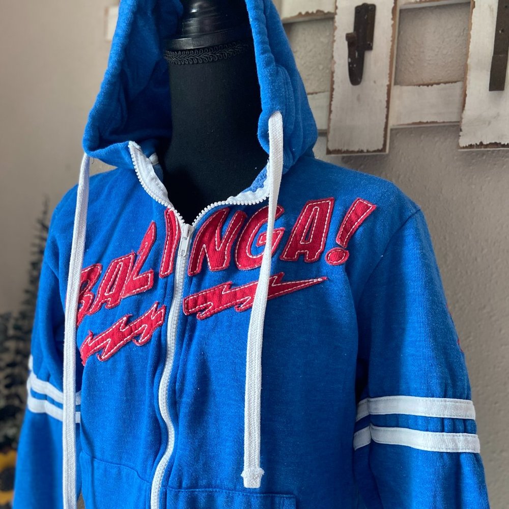 Ripple Junction Blue Red & White The Big Bang Theory Bazinga! Zip Up Hoodie S